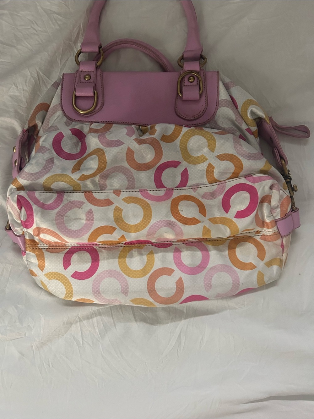 Vintage Coach Logo Print Satchel Bag - Picture 3 of 5